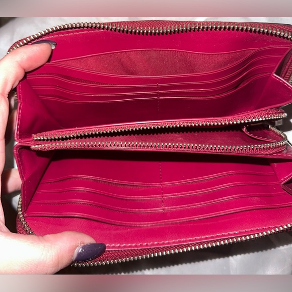 Coach Monogram/Red Zip Long Wallet - Picture 3 of 8